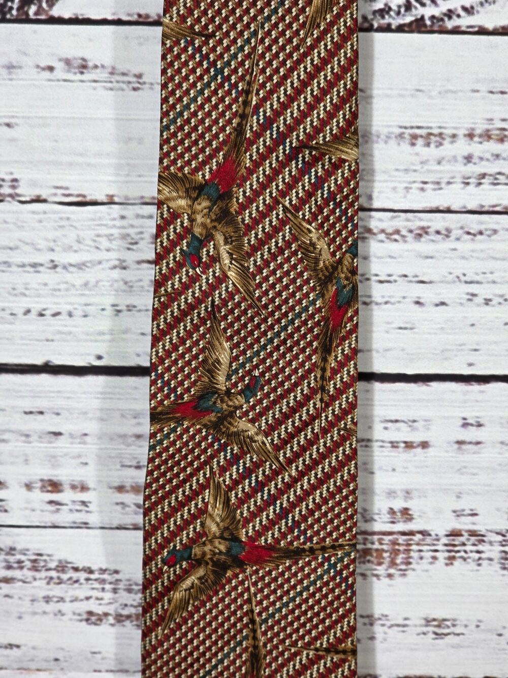 VTG Hathaway Pheasant Novelty Tie Silk Made USA Hunting Birds Necktie